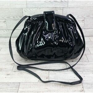 Vintage Green Mountain Patent Vinyl Shoulder Crossbody Bag Black Made in USA